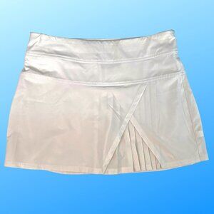Athleta (Medium Tall - EUC) White Pleated Tennis Skirt with attached shorties